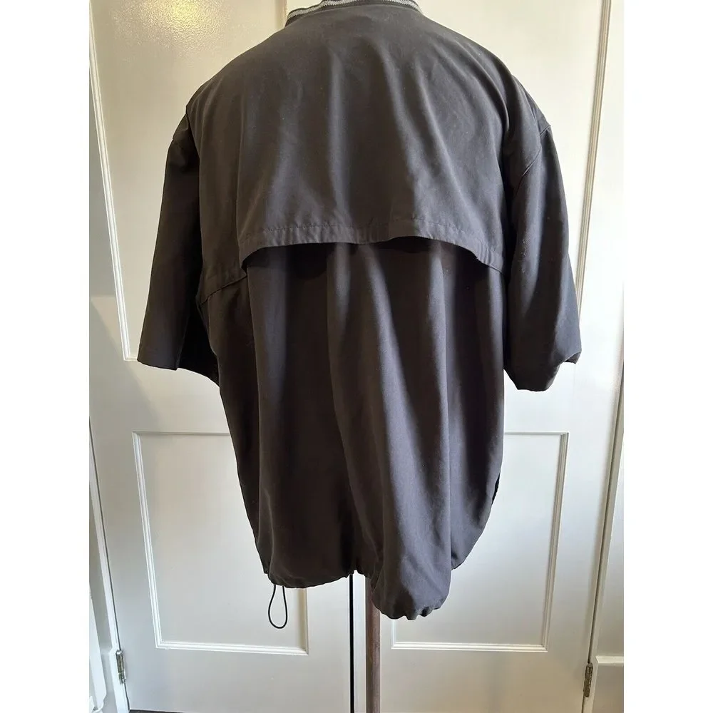 NIKE GOLF PULLOVER WINDBREAKER‎ 2XL Black Vented Draw String Bottom Rn#56323